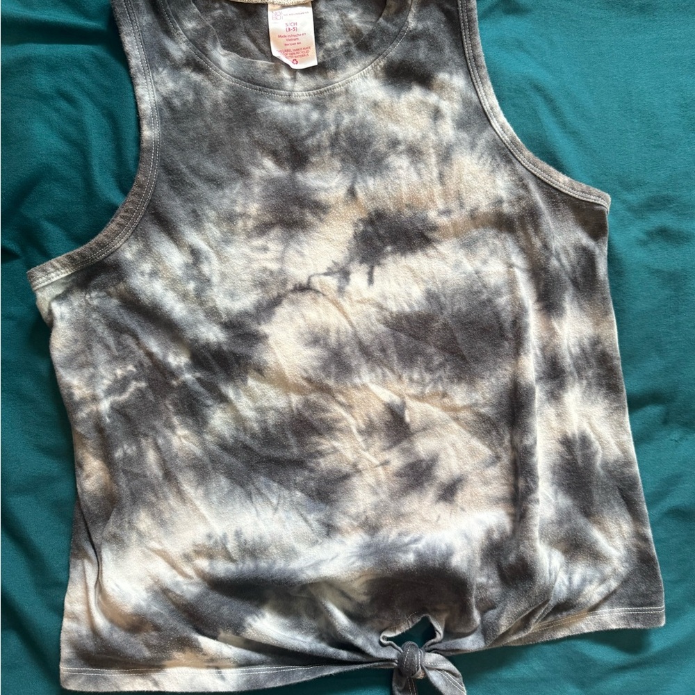 Gray and white tie dye tank top